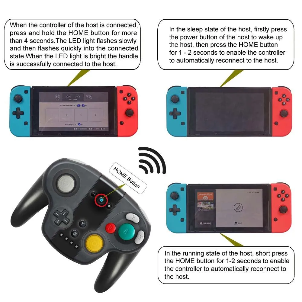 Gamecube Style Controller for Nintendo Switch: With Amiibo/NFC Functionality Wired or Wireless Connection