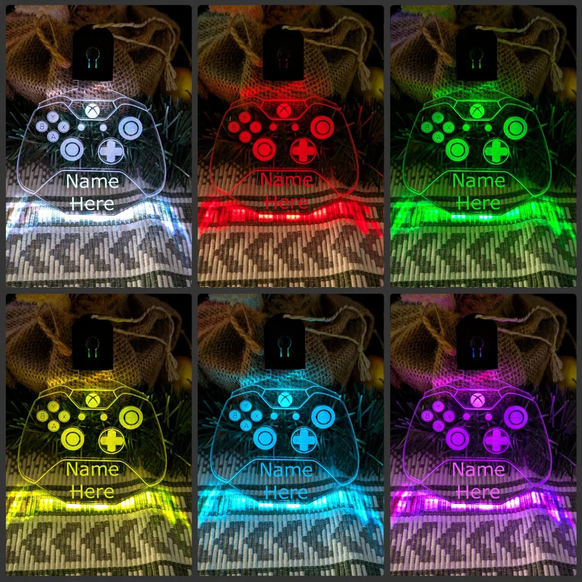 Gaming Controller Personalised Bauble Decoration 3D Light Ups