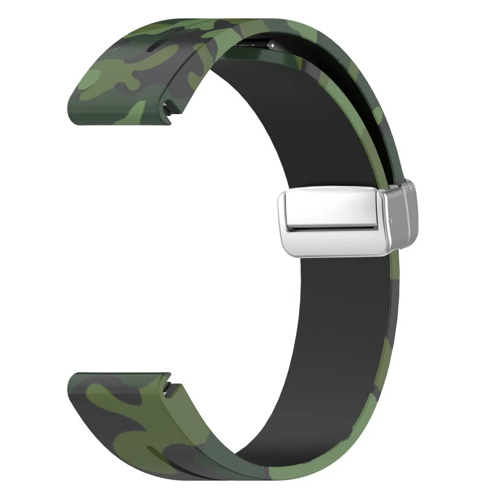 Garmin Fenix 7S Solar Silicone Sports Bracelet with Magnetic Clasp - Camouflage / Green