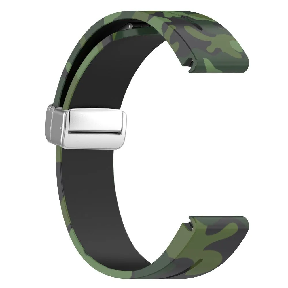 Garmin Fenix 7S Solar Silicone Sports Bracelet with Magnetic Clasp - Camouflage / Green