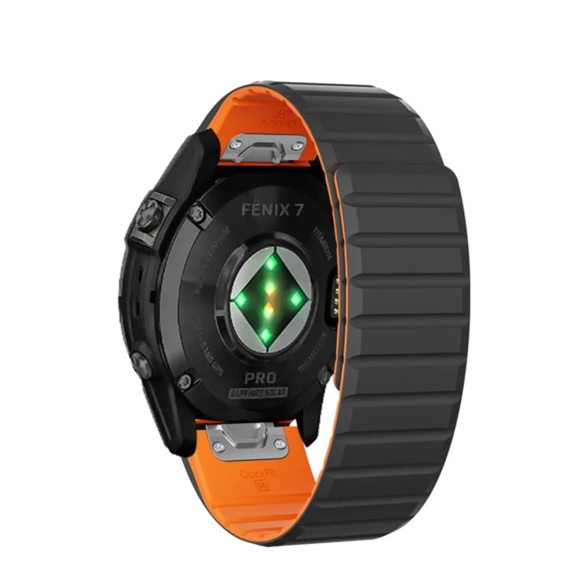 Garmin Tactix Delta Solar Ballistic Edition Magnetic Silicone Dual Color Wristband with 26mm quick release (joint circumference: 170-230mm) - Black / Orange