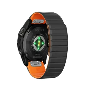 Garmin Tactix Delta Solar Ballistic Edition Magnetic Silicone Dual Color Wristband with 26mm quick release (joint circumference: 170-230mm) - Black / Orange