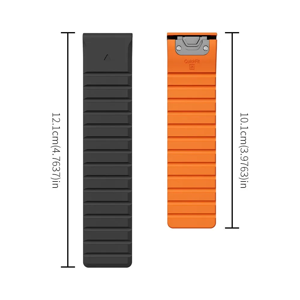 Garmin Tactix Delta Solar Ballistic Edition Magnetic Silicone Dual Color Wristband with 26mm quick release (joint circumference: 170-230mm) - Black / Orange