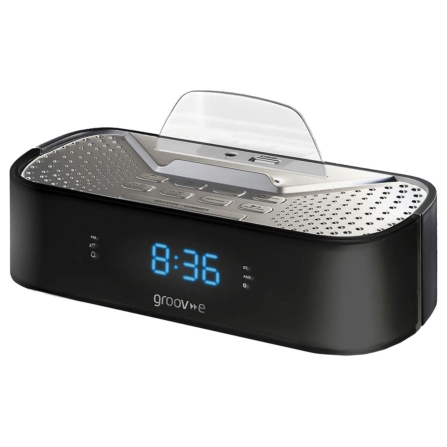 Groov-E Alarm Clock Radio with USB Charging - Black | GVSP406BK