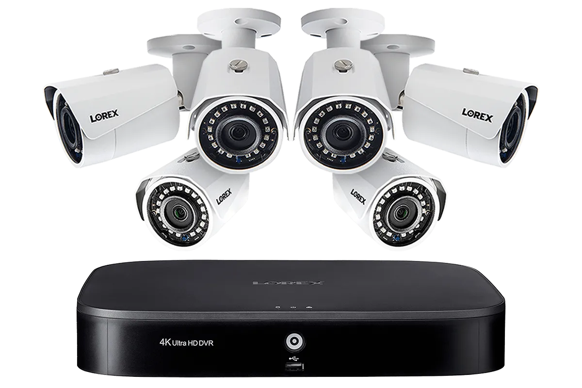 HD Camera System with 8-Channel 4K DVR and Six 1080p HD Metal Outdoor Cameras, 150FT Night Vision