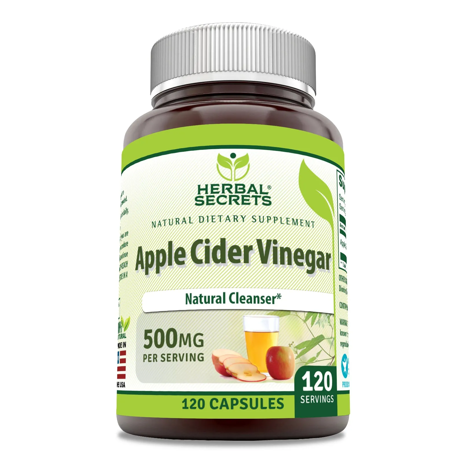 Herbal Secrets Apple Cider Vinegar | 500 Mg | 120 Capsules