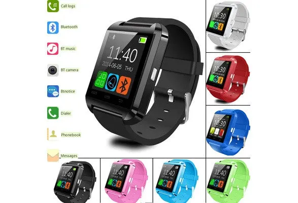 High Quality Multifunction Bluetooth Smart Watch U8 digital sport watches For Android Phones 6 Colors