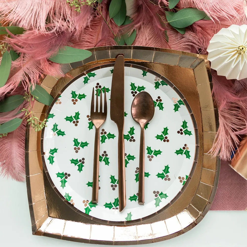 Holly Print Dinner Plates