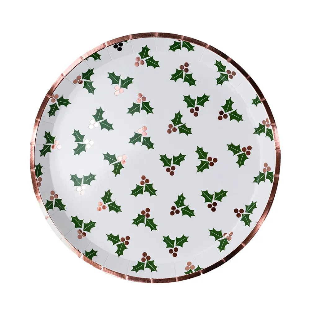 Holly Print Dinner Plates