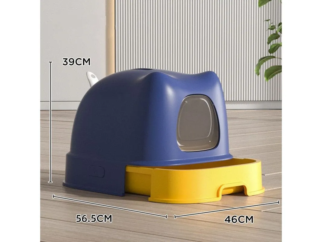 hoopet cat ears cat litter box (blue and yellow) 57.5*46*39cm