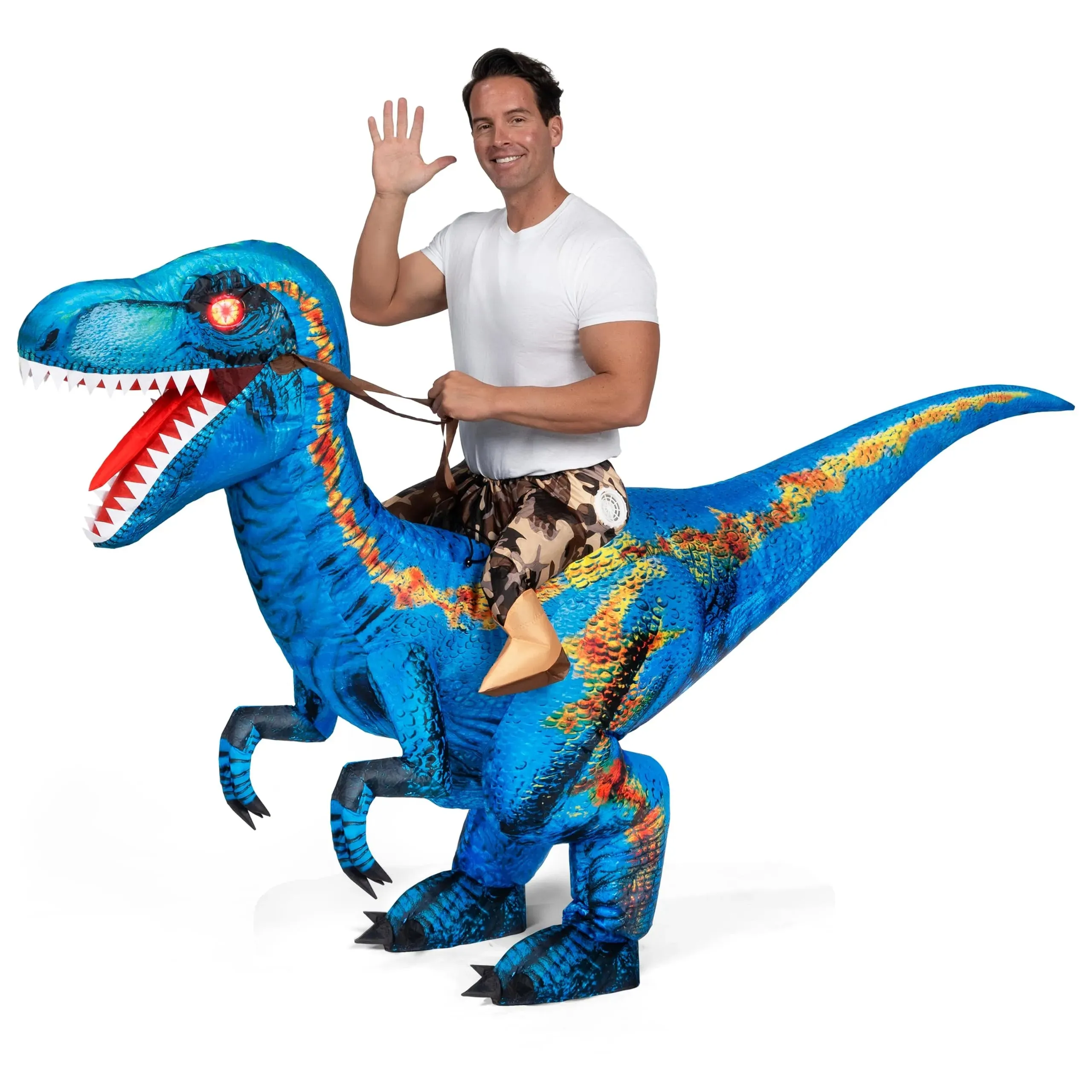 Inflatable Dinosaur Costume, Riding a Raptor Digital