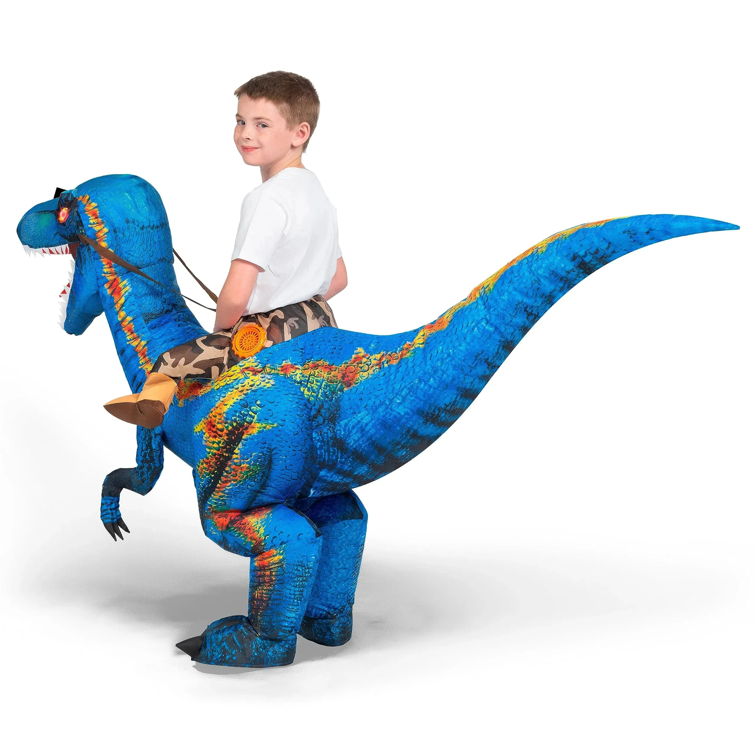 Inflatable Dinosaur Costume, Riding a Raptor Digital