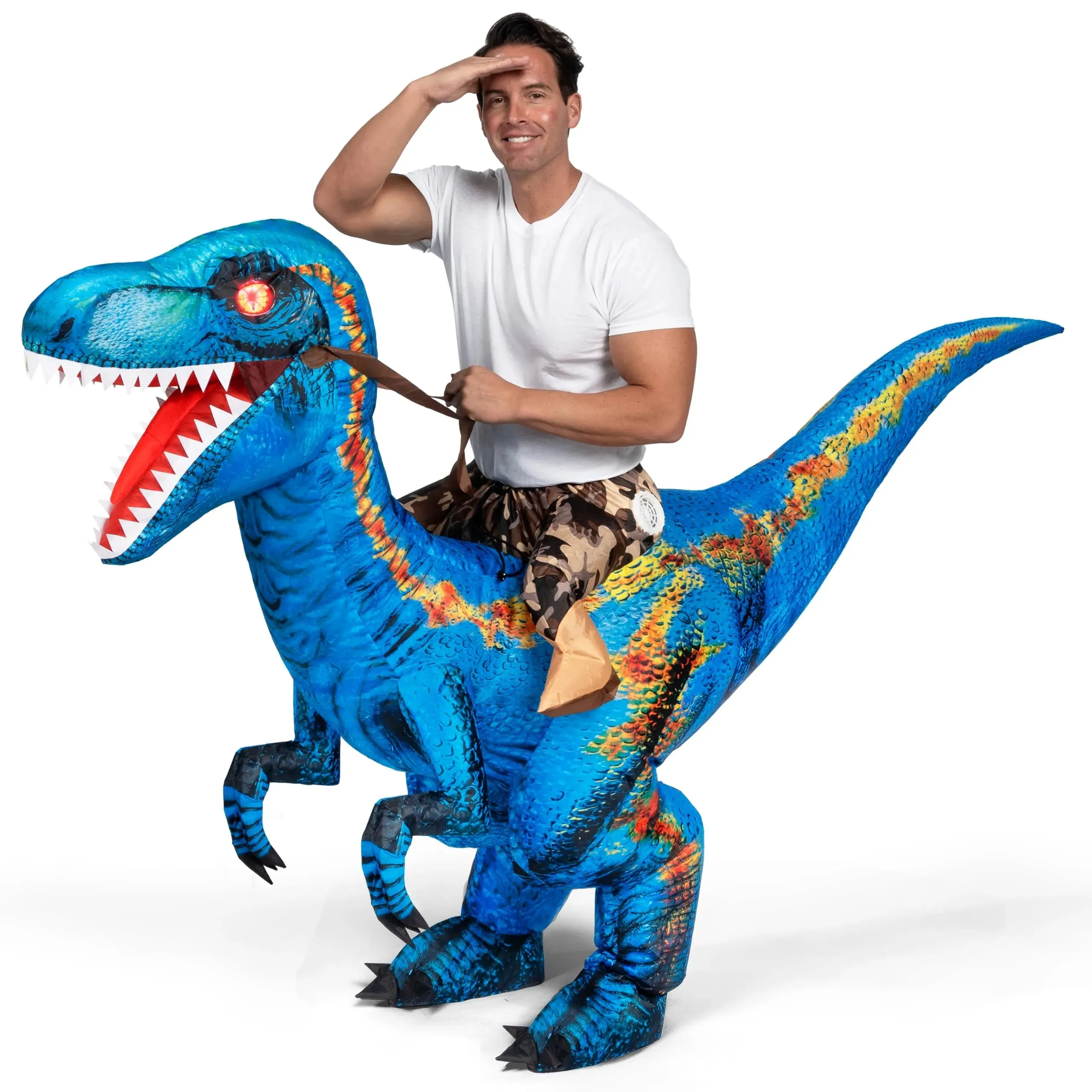 Inflatable Dinosaur Costume, Riding a Raptor Digital