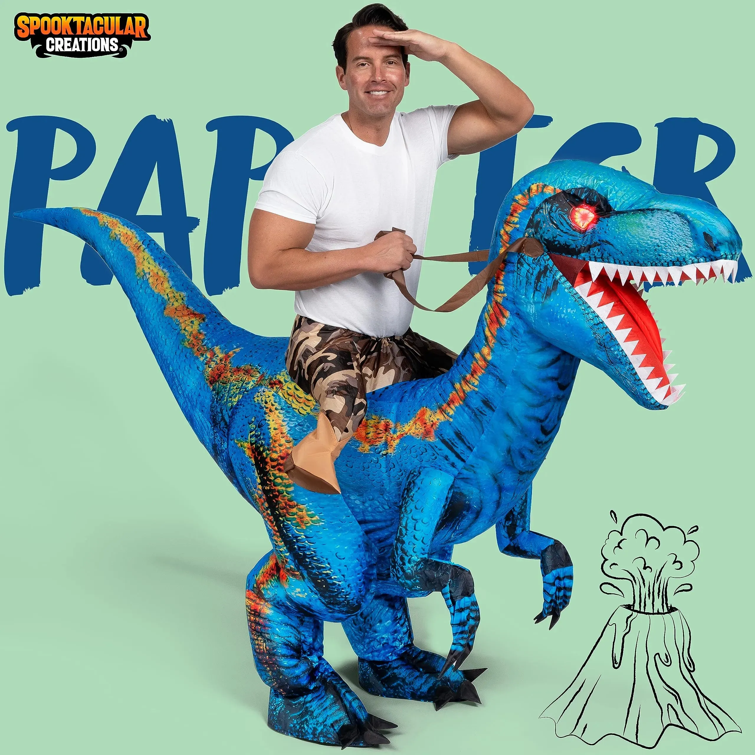 Inflatable Dinosaur Costume, Riding a Raptor Digital