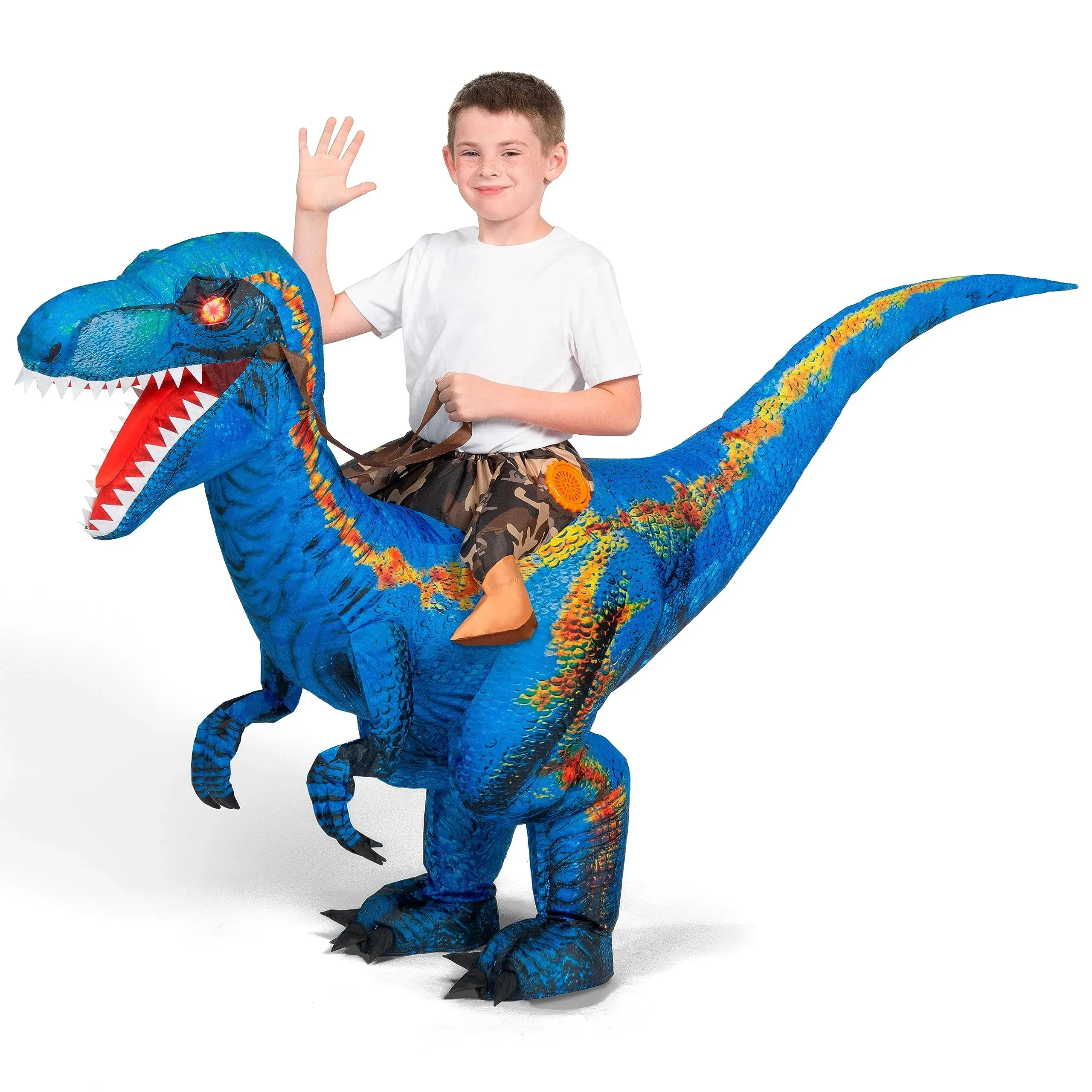 Inflatable Dinosaur Costume, Riding a Raptor Digital