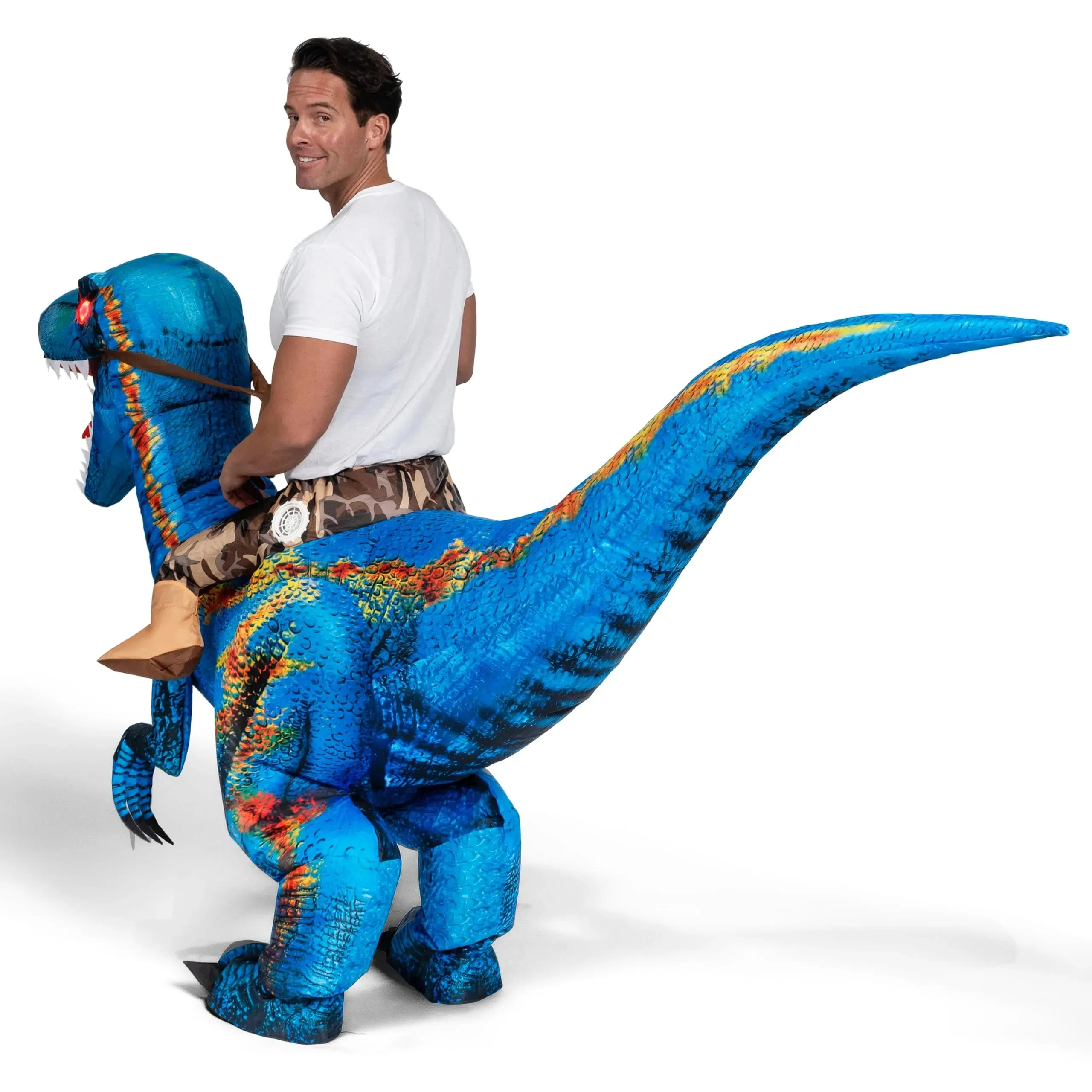 Inflatable Dinosaur Costume, Riding a Raptor Digital