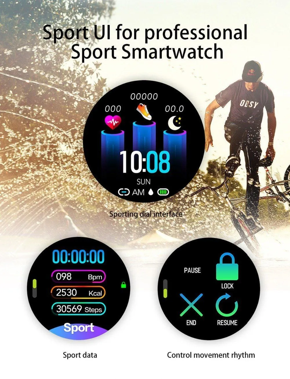 IP68 Waterproof Bluetooth Heart Rate Monitor Fitness Tracker Sport Smartwatch For Android iOS