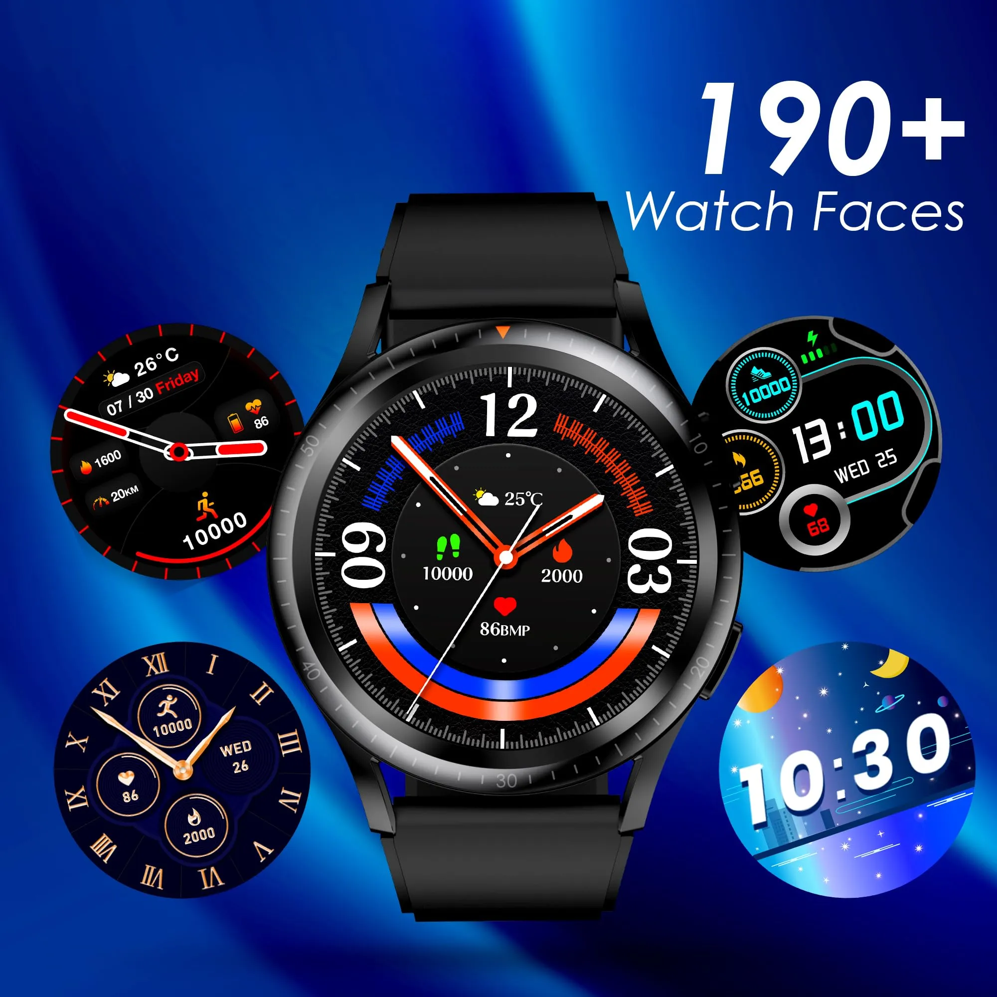 Itel 1GS 1.32" HD IPS Superbright Display Smartwatch with Bluetooth Calling, Metal Alloy Dial, 15 Days Battery Life, IP68 Water Resistant, SpO2 and Heart Rate Monitoring, 190  Watch Faces (Black)