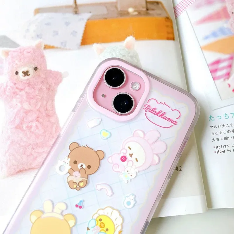 Japanese Cartoon Rilakkuma with Friends Baby Sweet Style - iPhone Case 13 14 15 Pro Promax