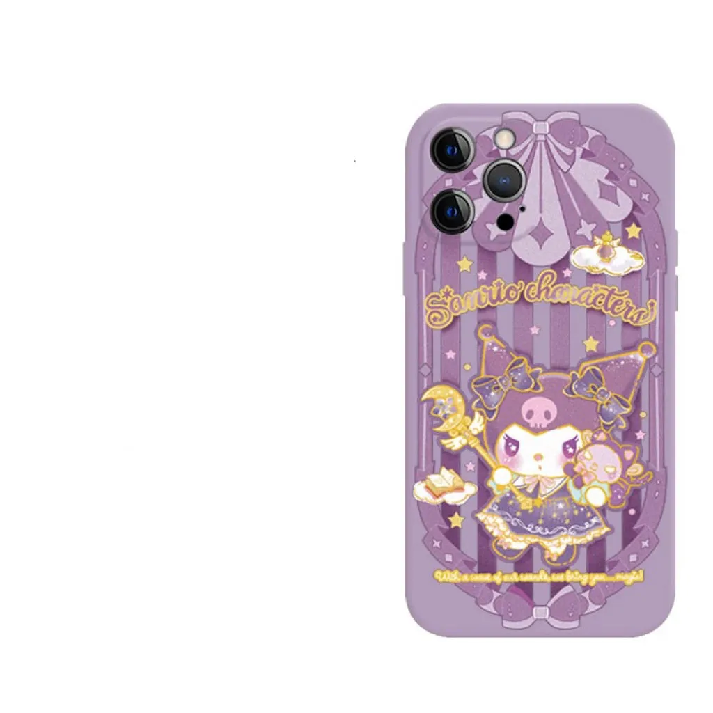 Japanese Cartoon Sanrio Magic School | Kuromi Witch Laser Colour Clear - iPhone Case 11 12 13 14 15 16 Pro Promax