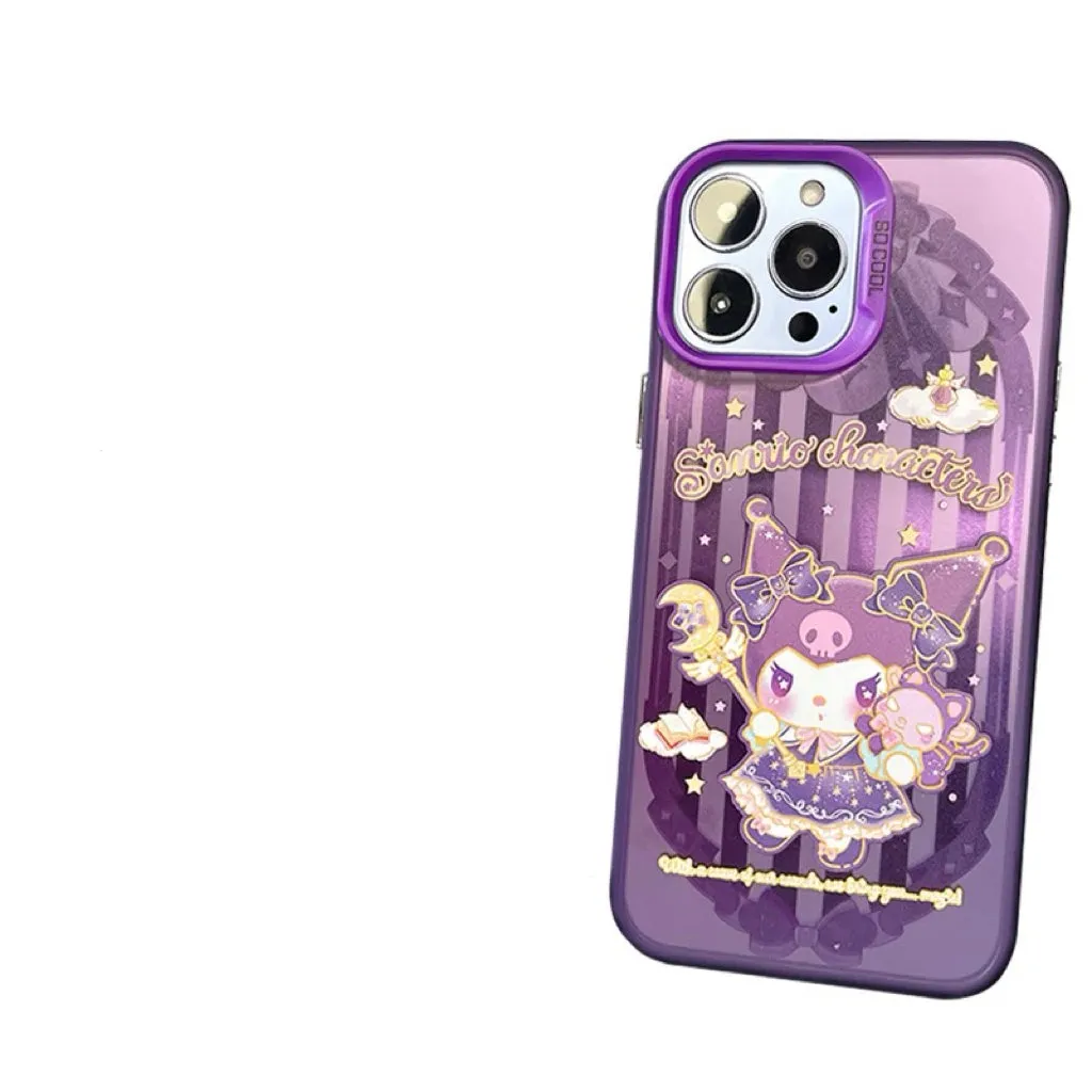 Japanese Cartoon Sanrio Magic School | Kuromi Witch Laser Colour Clear - iPhone Case 11 12 13 14 15 16 Pro Promax