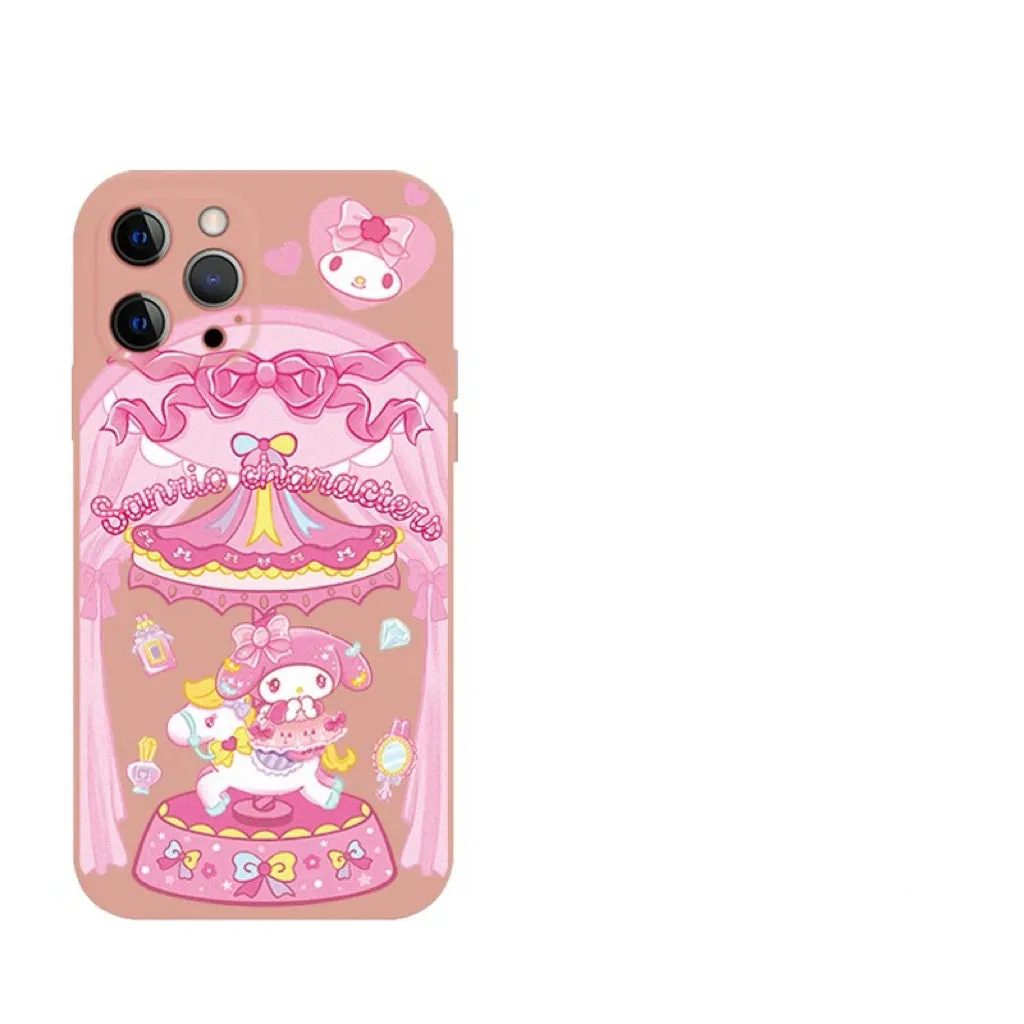 Japanese Cartoon Sanrio Merry Go Round | My Melody with Friends Laser Colour Clear - iPhone Case 11 12 13 14 15 16 Pro Promax