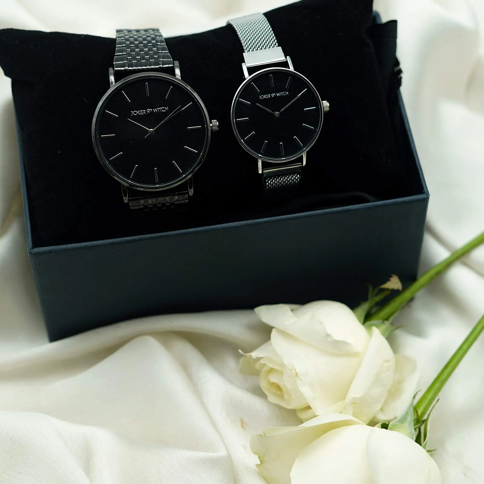 Joker & Witch Michael & Jackie Couple Watch Gift Set for Men and Women