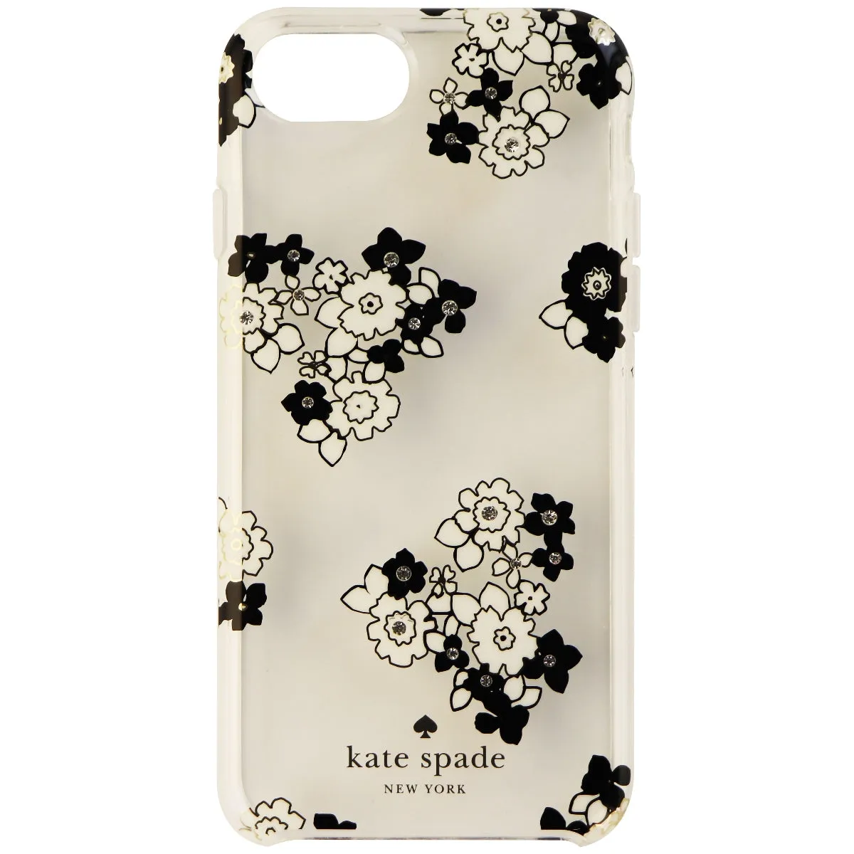 Kate Spade New York Hardshell Case for iPhone 8 and 7 - Clear/Blk White Flowers