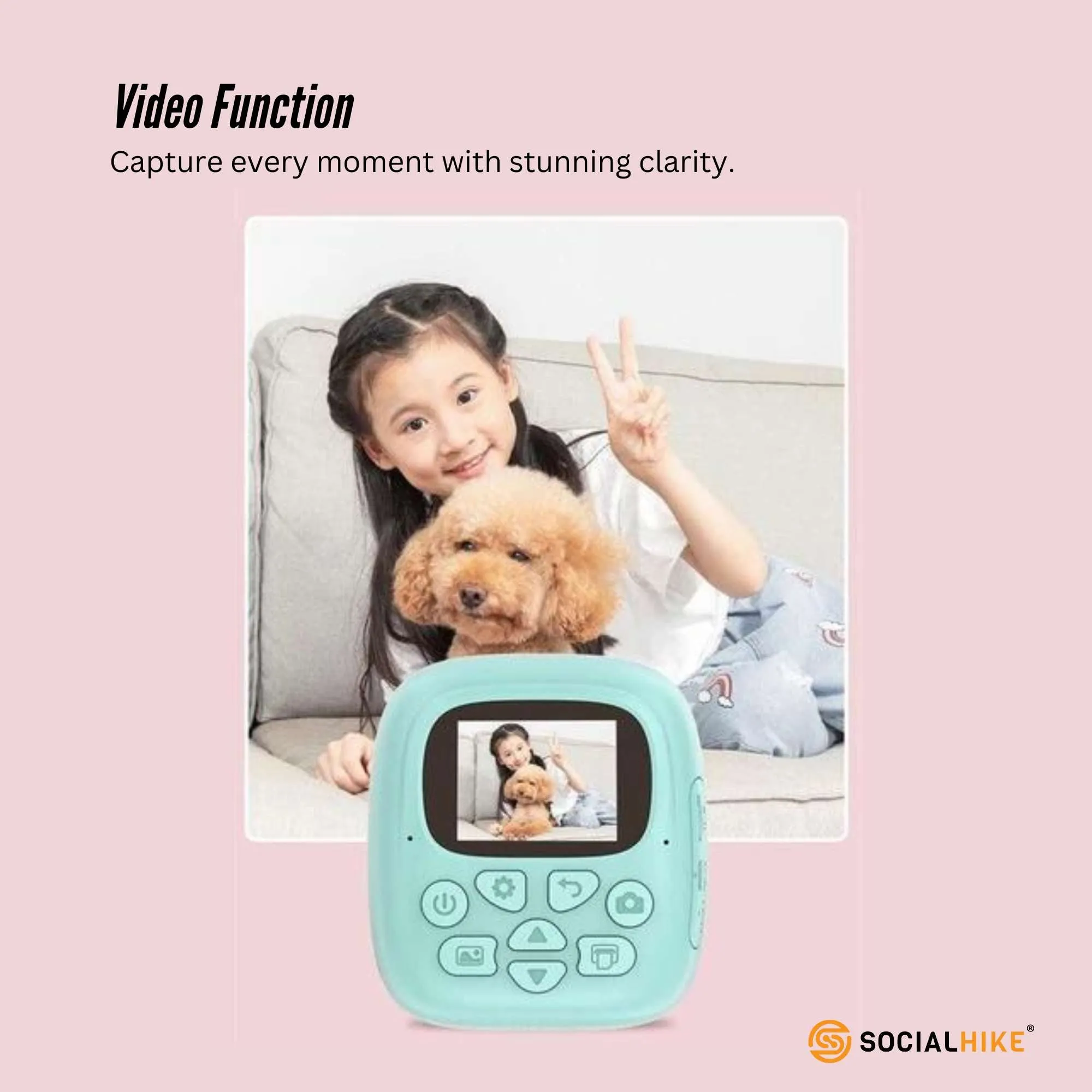 Kids Rechargeable Instant Print Camera Blue - Digital Thermal Photo Video MP3