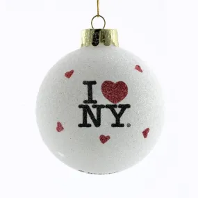 Kurt Adler 80MM Glitter "I Love NY" Glass Ball Ornament, NY0708