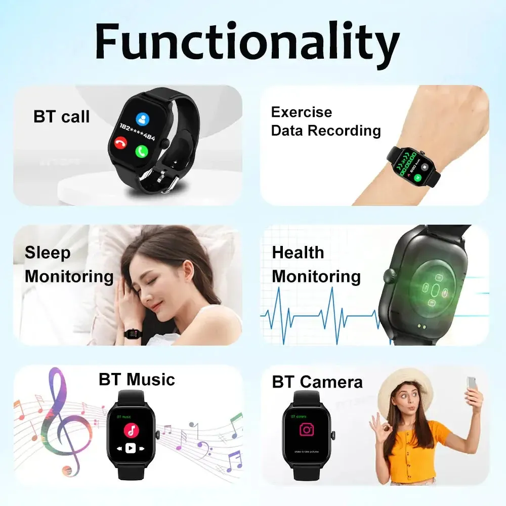 LAXASFIT New Smart Watch Bluetooth Voice Call Fitness Tracker Heart Rate Monitor Smart Watch Android IOS Men Women Holiday Gift