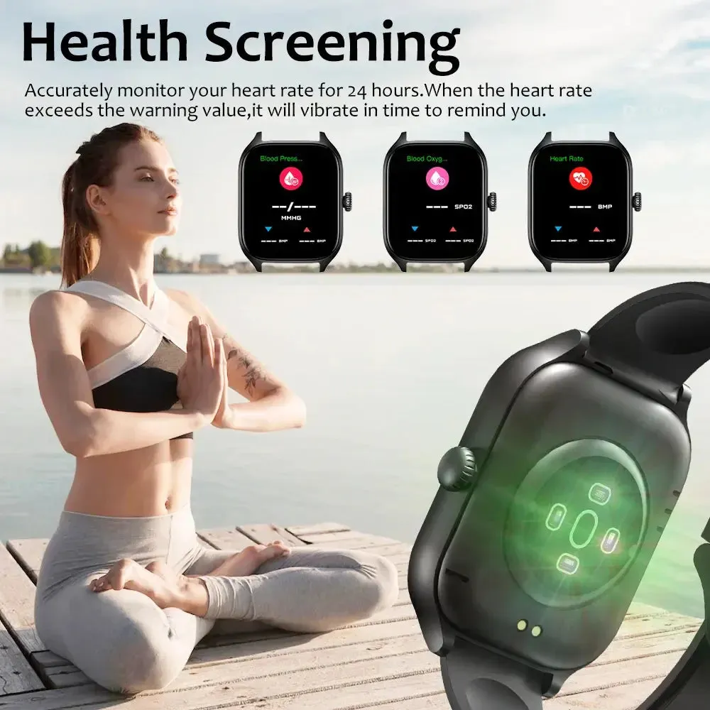 LAXASFIT New Smart Watch Bluetooth Voice Call Fitness Tracker Heart Rate Monitor Smart Watch Android IOS Men Women Holiday Gift