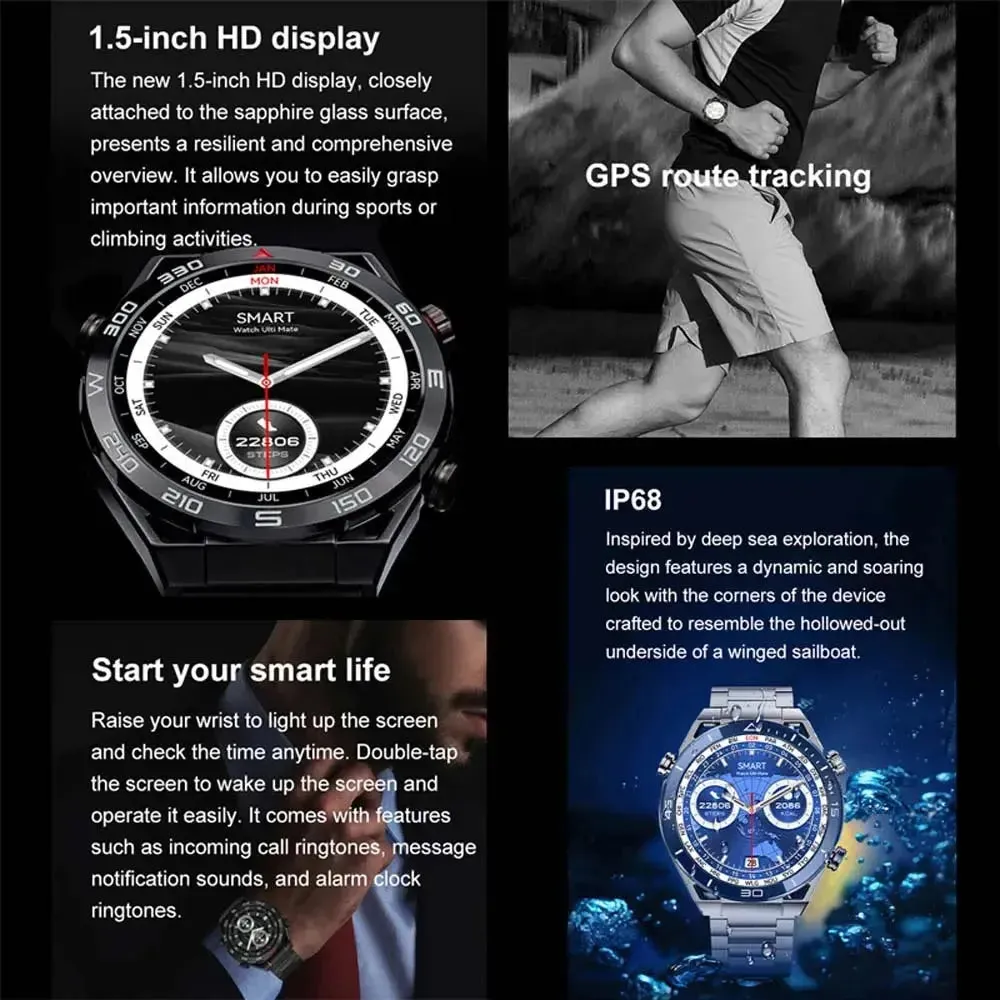 LAXASFIT Smart Watch Men Women Fashion 1.52 inch screen Bluetooth call heart rate fitness business watch Suitable for Huawei IOS