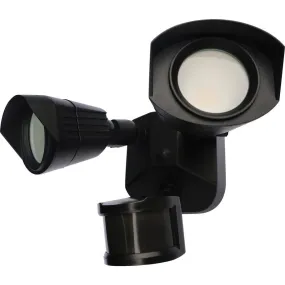 LED Security Light - Dual Head - Black Finish - 3000K - with Motion Sensor - 120V