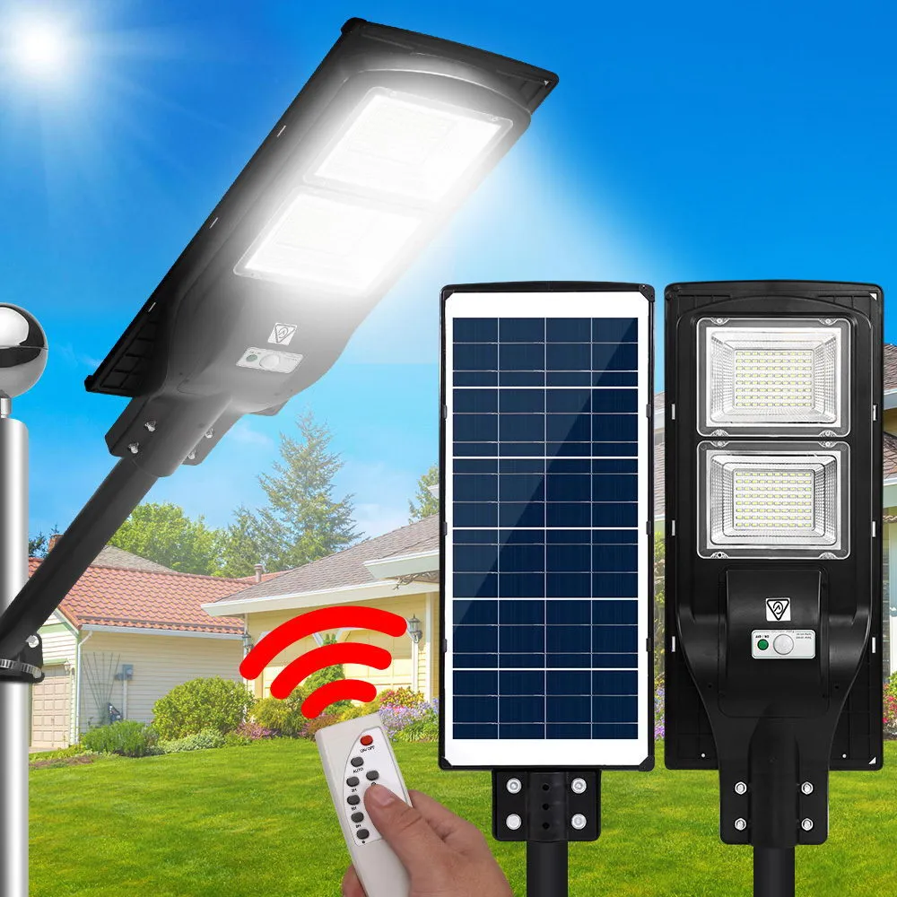 LED Solar Lighting Street Flood Light Motion Sensor Remote Outdoor Garden Lamp Lights 120W