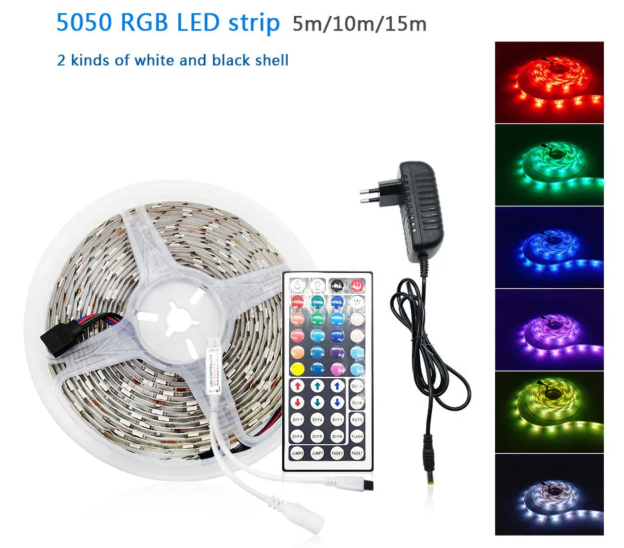 LED Strip Light RGB 5050 2835 Flexible Ribbon WiFi Bluetooth 12V led strip 20M 5M 10M 15M Waterproof Tape Diode Control Adapter