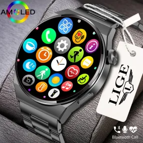 LIGE AMOLED Smartwatch Business Watch For Men Smart Watch Bluetooth Call HD Screen 380mAh Large Battery Capacity Fitness Clock