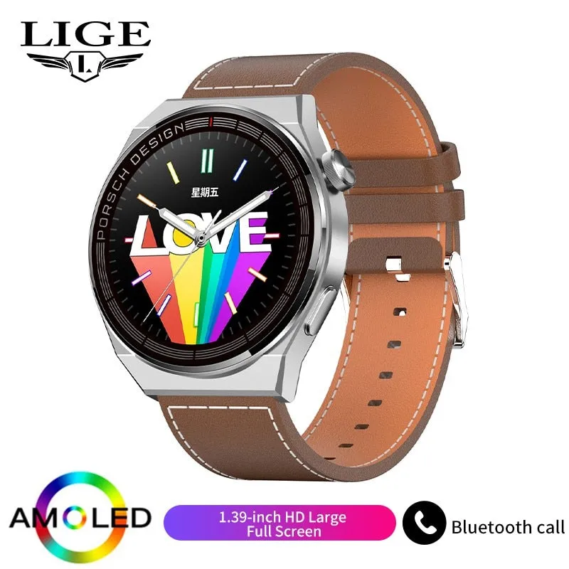 LIGE AMOLED Smartwatch Business Watch For Men Smart Watch Bluetooth Call HD Screen 380mAh Large Battery Capacity Fitness Clock