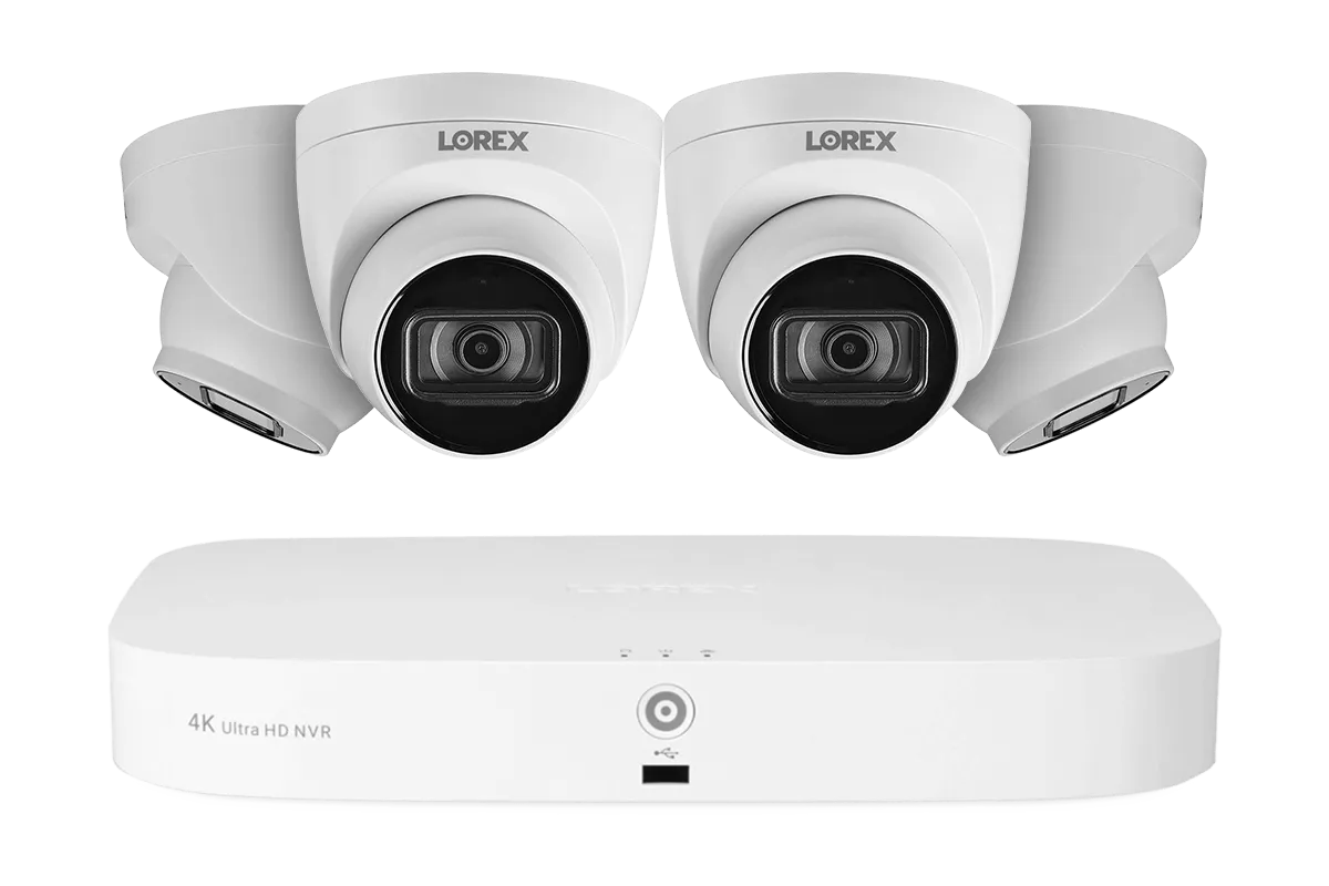 Lorex 4K 8-Channel 2TB Wired NVR System with 4 Dome Cameras