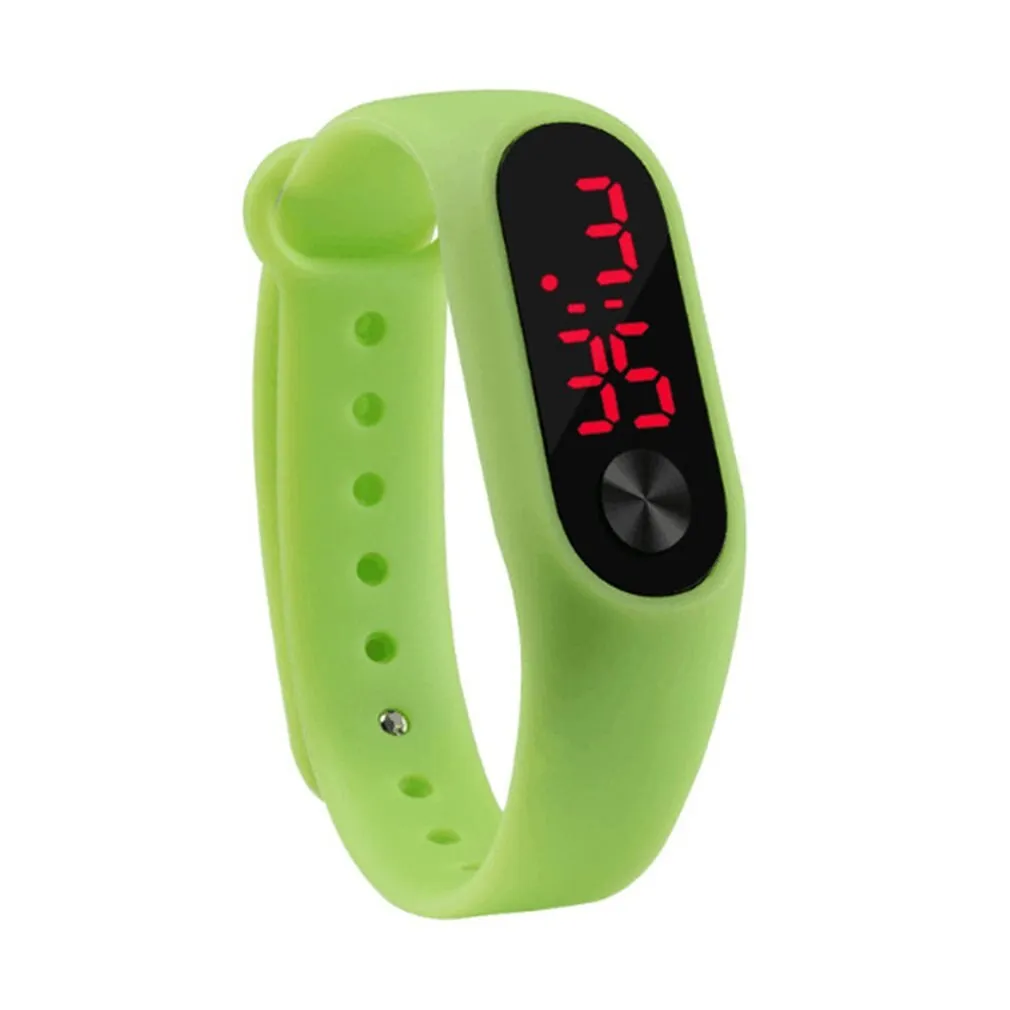 Men Women Casual Sports Bracelet Watches White LED Electronic Digital Candy Color Silicone Wrist Watch for Children Kids