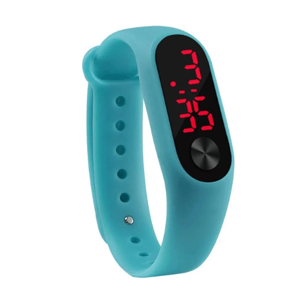 Men Women Casual Sports Bracelet Watches White LED Electronic Digital Candy Color Silicone Wrist Watch for Children Kids