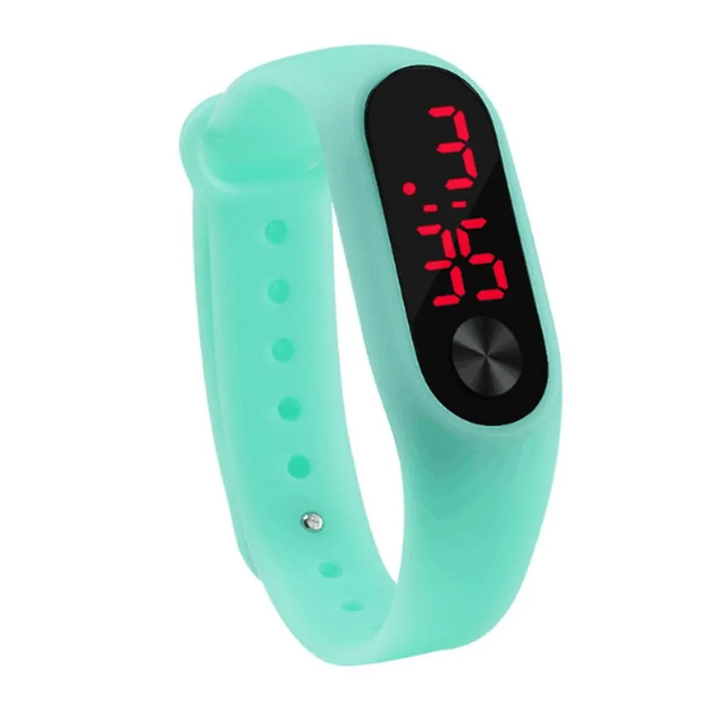 Men Women Casual Sports Bracelet Watches White LED Electronic Digital Candy Color Silicone Wrist Watch for Children Kids