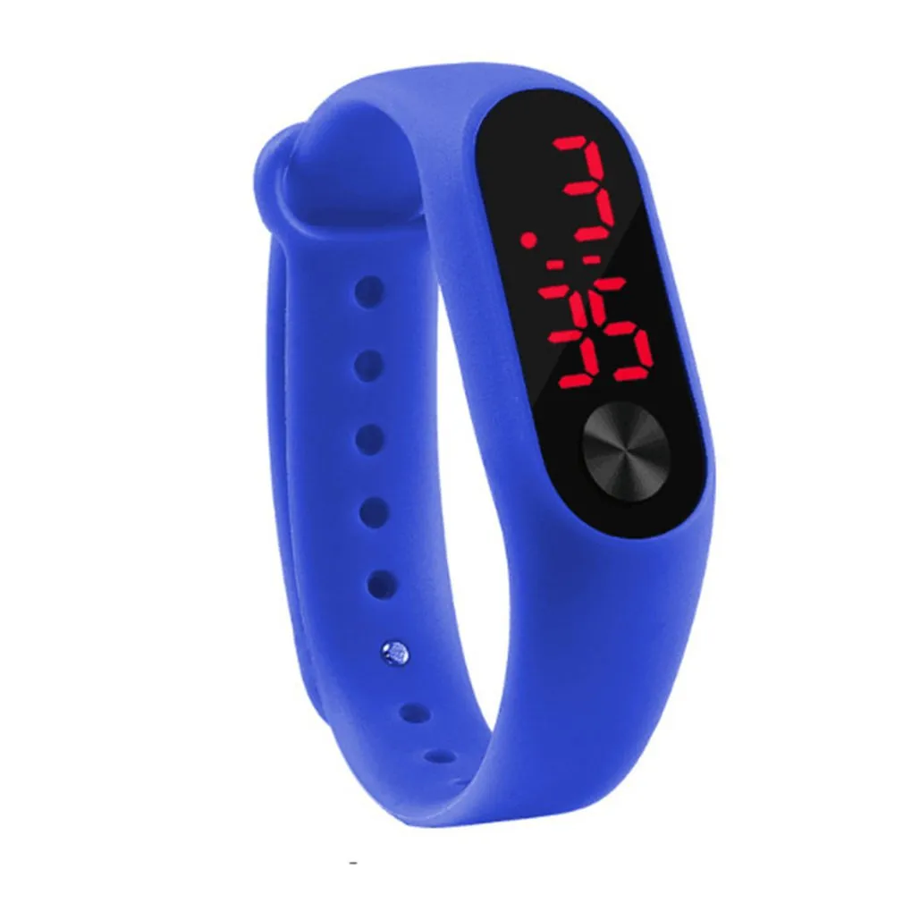 Men Women Casual Sports Bracelet Watches White LED Electronic Digital Candy Color Silicone Wrist Watch for Children Kids