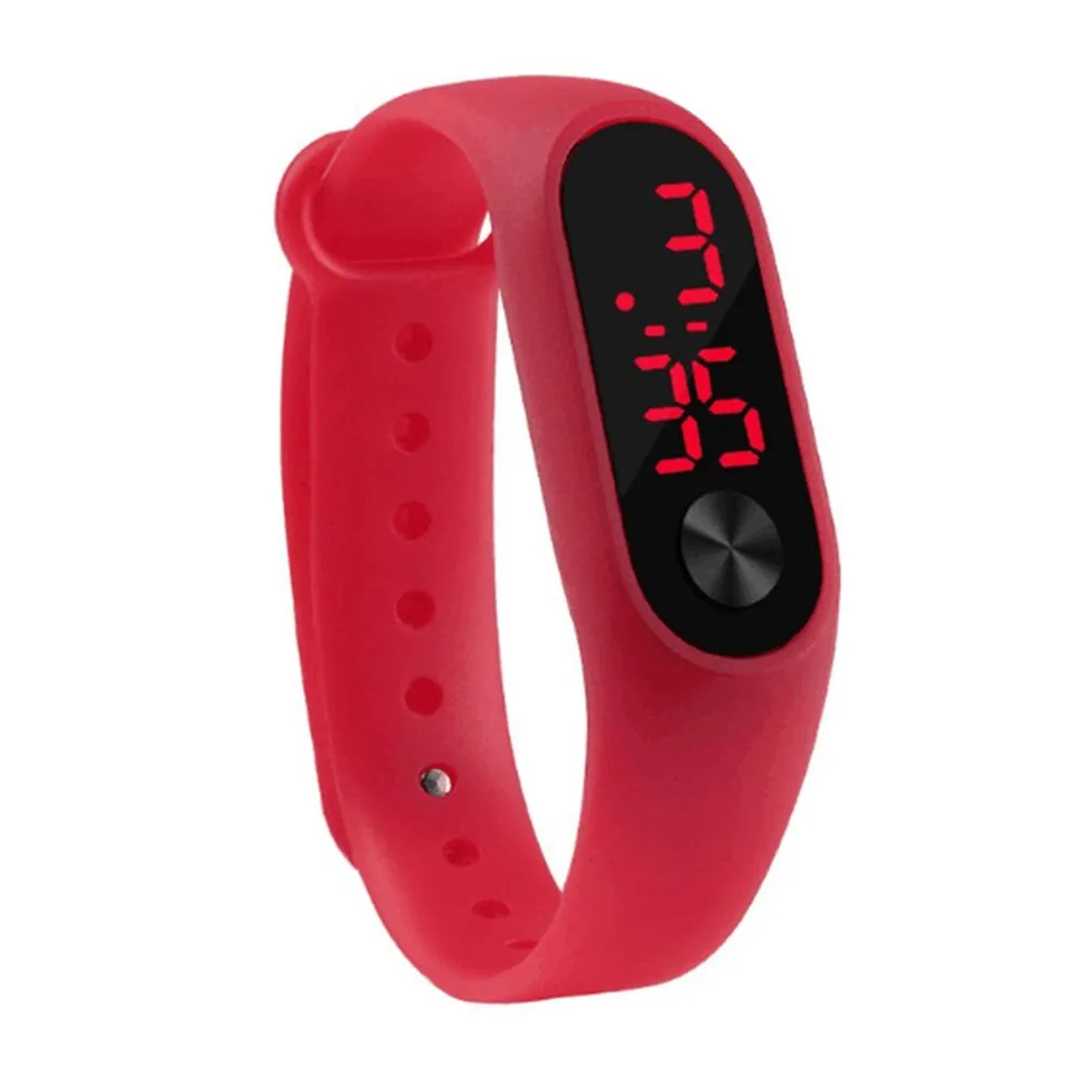 Men Women Casual Sports Bracelet Watches White LED Electronic Digital Candy Color Silicone Wrist Watch for Children Kids