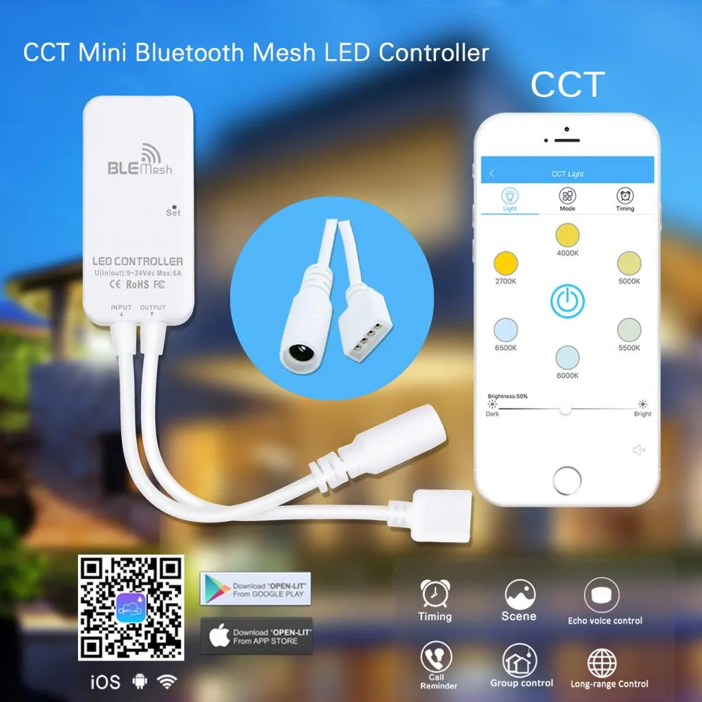 Mini Bluetooth LED Strip Controller for 3528 5050 Dimming RGB RGBW RGBCCT APP Android IOS DC9V-24V