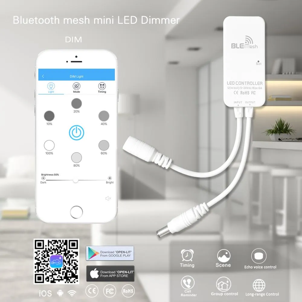 Mini Bluetooth LED Strip Controller for 3528 5050 Dimming RGB RGBW RGBCCT APP Android IOS DC9V-24V