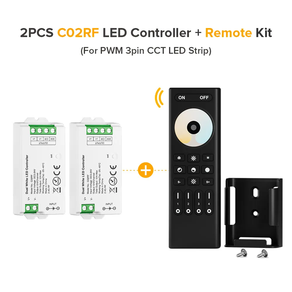 Mini LED Controller Kits 2.4GHz 4 Zones RF Remote & Controller 5050 SMD FCOB LED Strip DC5V 12V 24V