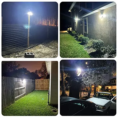 Mokot Solar Outdoor Lights, IP65 Waterproof Motion Sensor Outdoor Lights with Remote Control, 4 Heads Solar Flood Wall Lights for Outside Yard Pack of 2