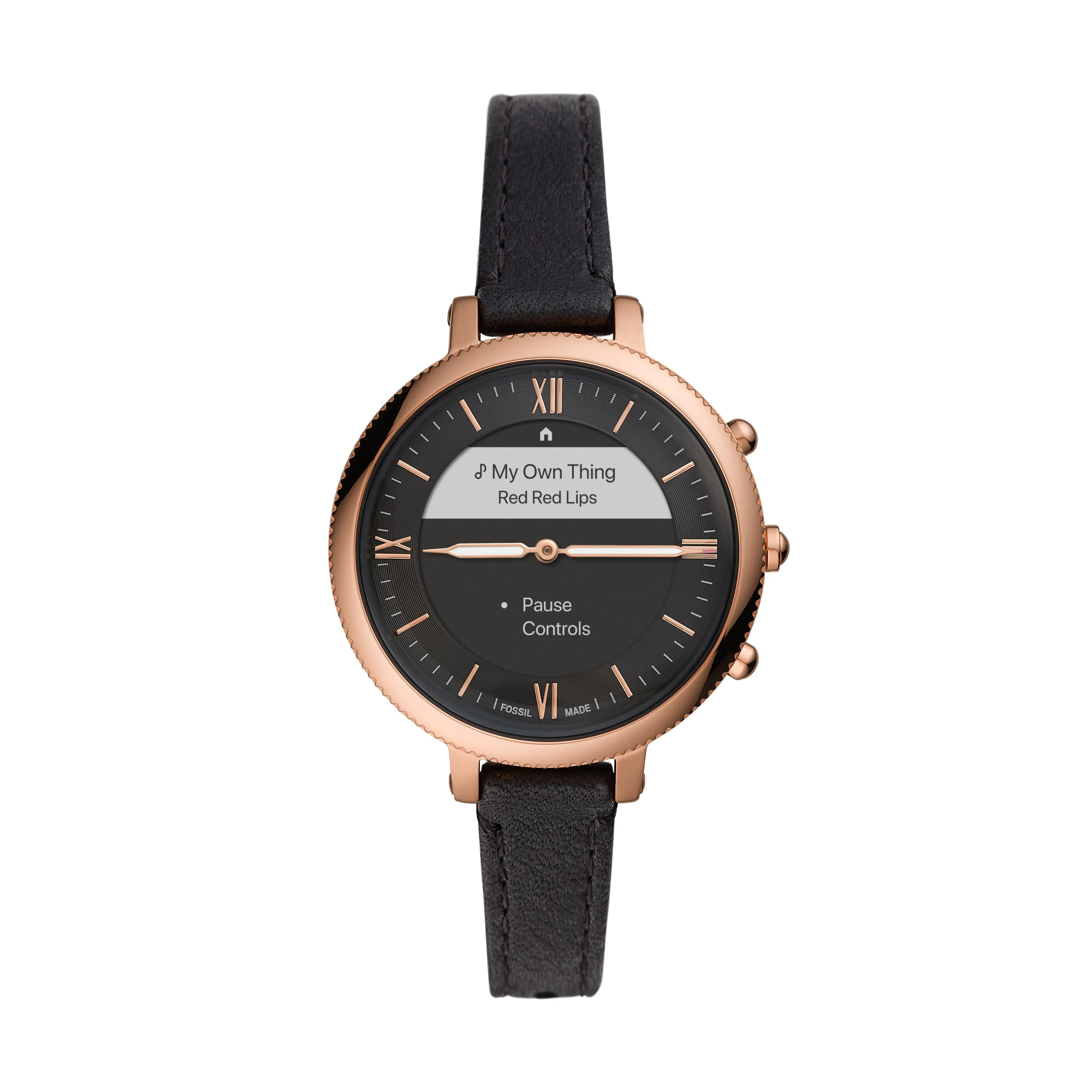 Monroe Hybrid HR Black Leather Smartwatch