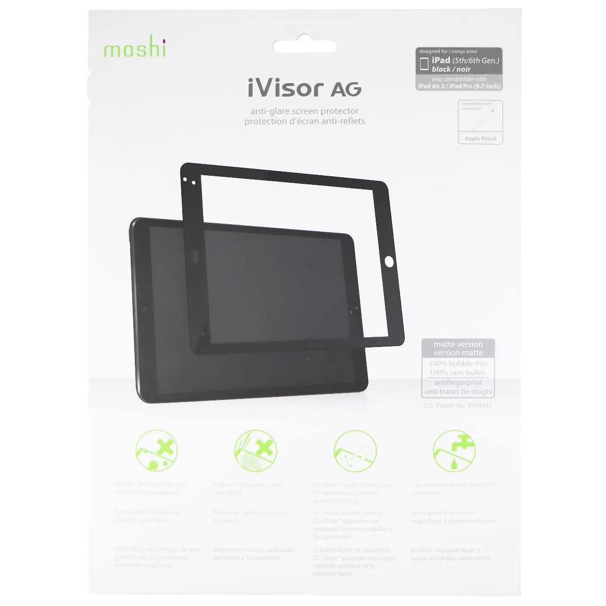 Moshi ivisor Ag Screen Protector for Apple iPad (5th/6th Gen) / Air 2 / Pro 9.7